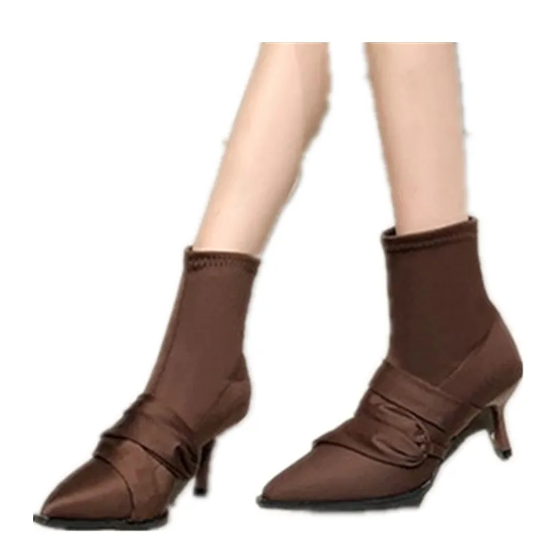 Женские Брендовые ботильоны Элегантные классические туфли-лодочки на тонком