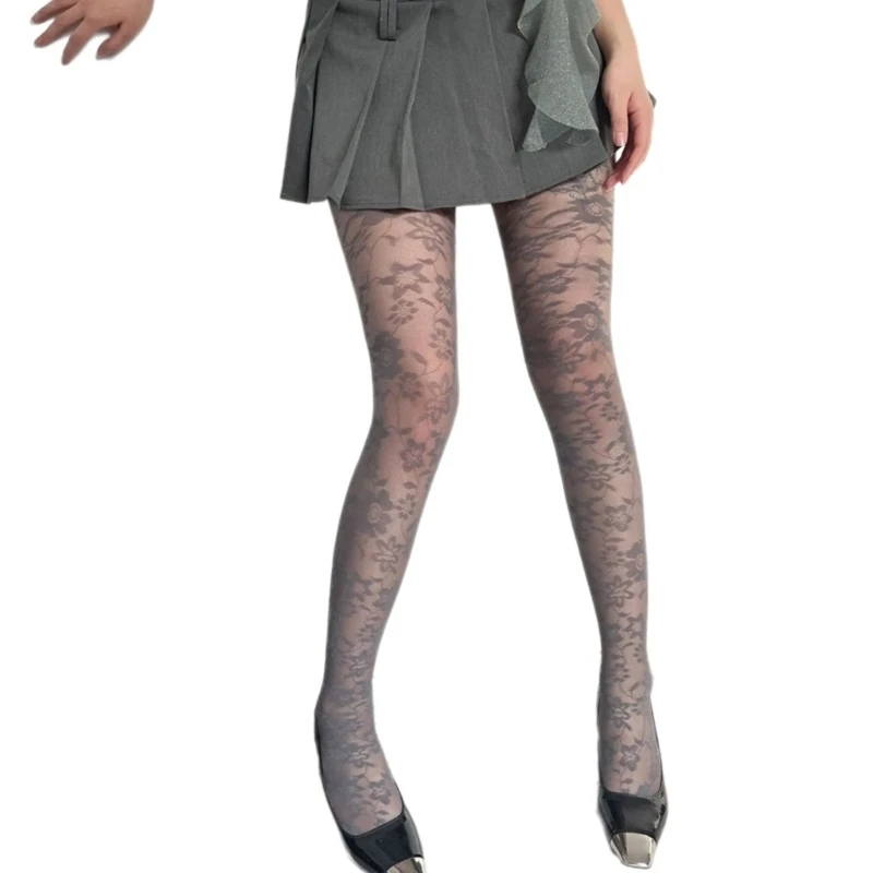 Женские шелковые колготки во французском стиле с цветочным узором чулки