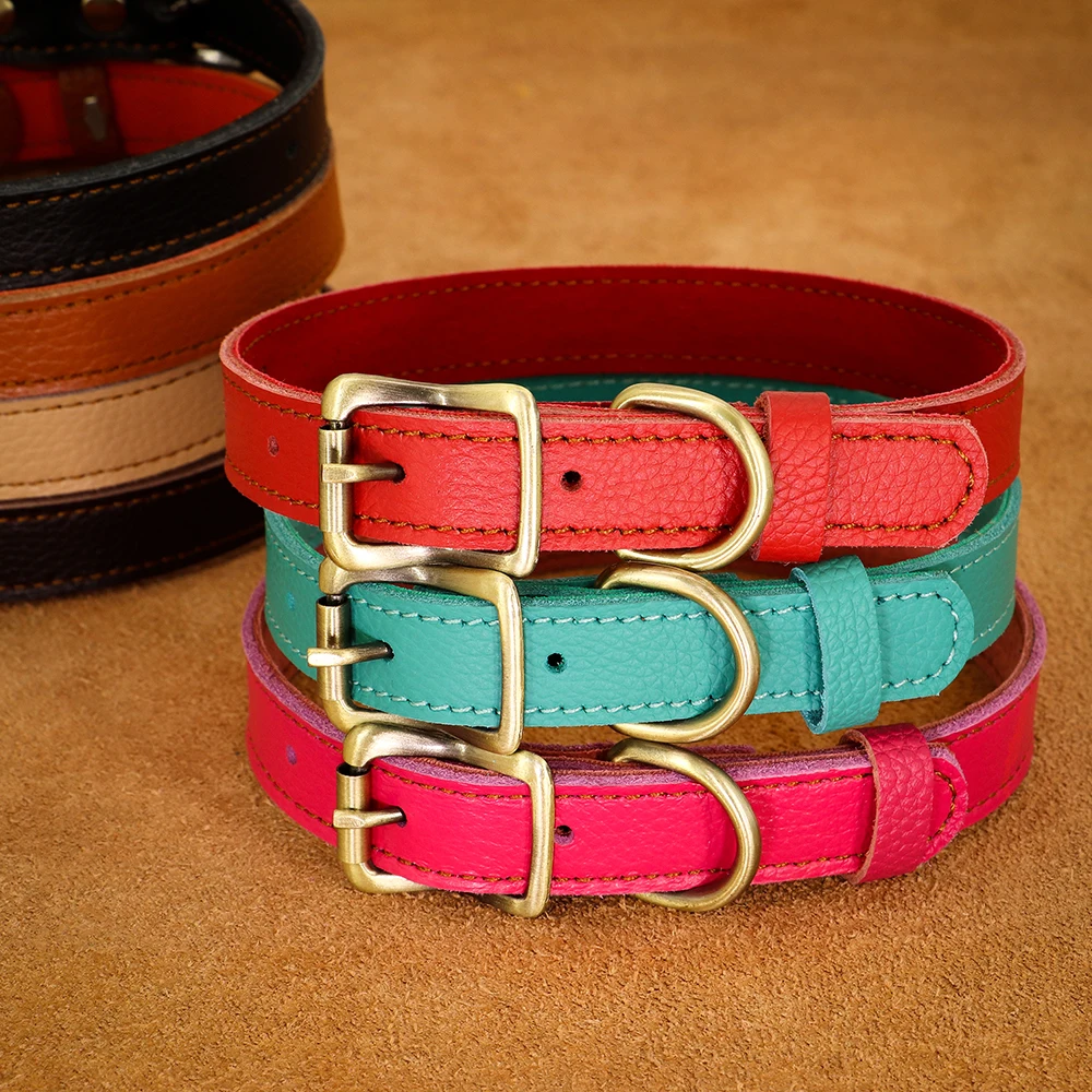 

Real Leather Dog Collar Soft Puppy Cat Collars Adjustable Chihuahua Necklace Alloy Buckle Dog Chain For Small Dogs Pet Supplies