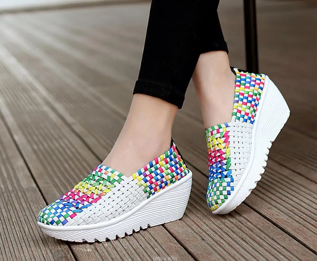 

Women Flats Shoes Breathable Mesh Platform matching Slip on Soft Ladies Casual Shoes Woman Sneakers with breathable elastic Shoe