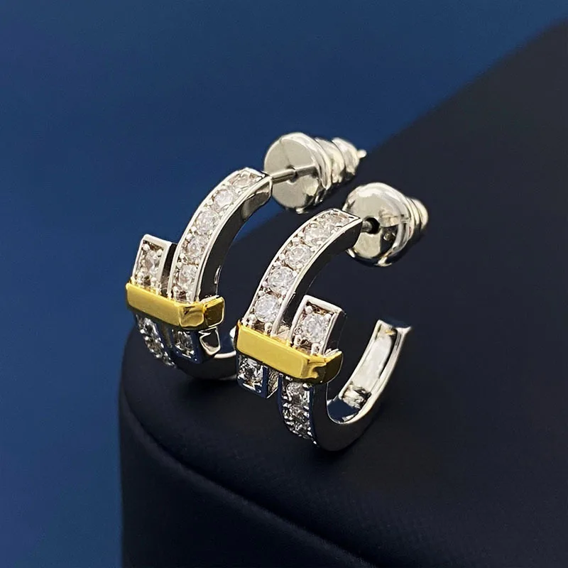 

Women Fashion Double Row Diamond C Logo earrings