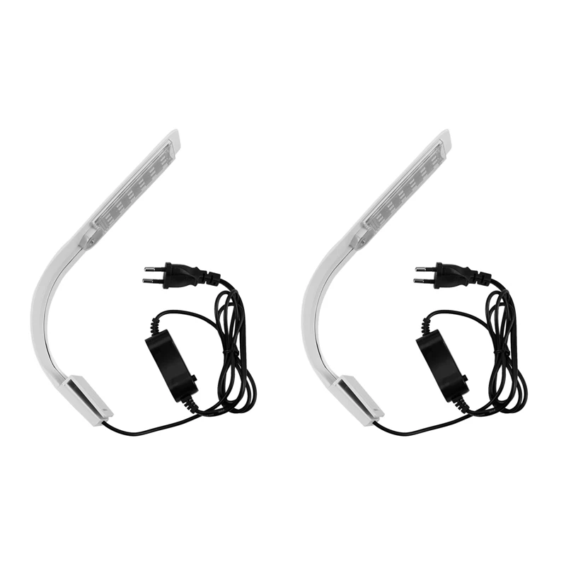

2X Blue White LED Aquarium Lights Clip On Fish Tank Lamp Lighting For Saltwater Freshwater With Gooseneck Clamp EU　Plug