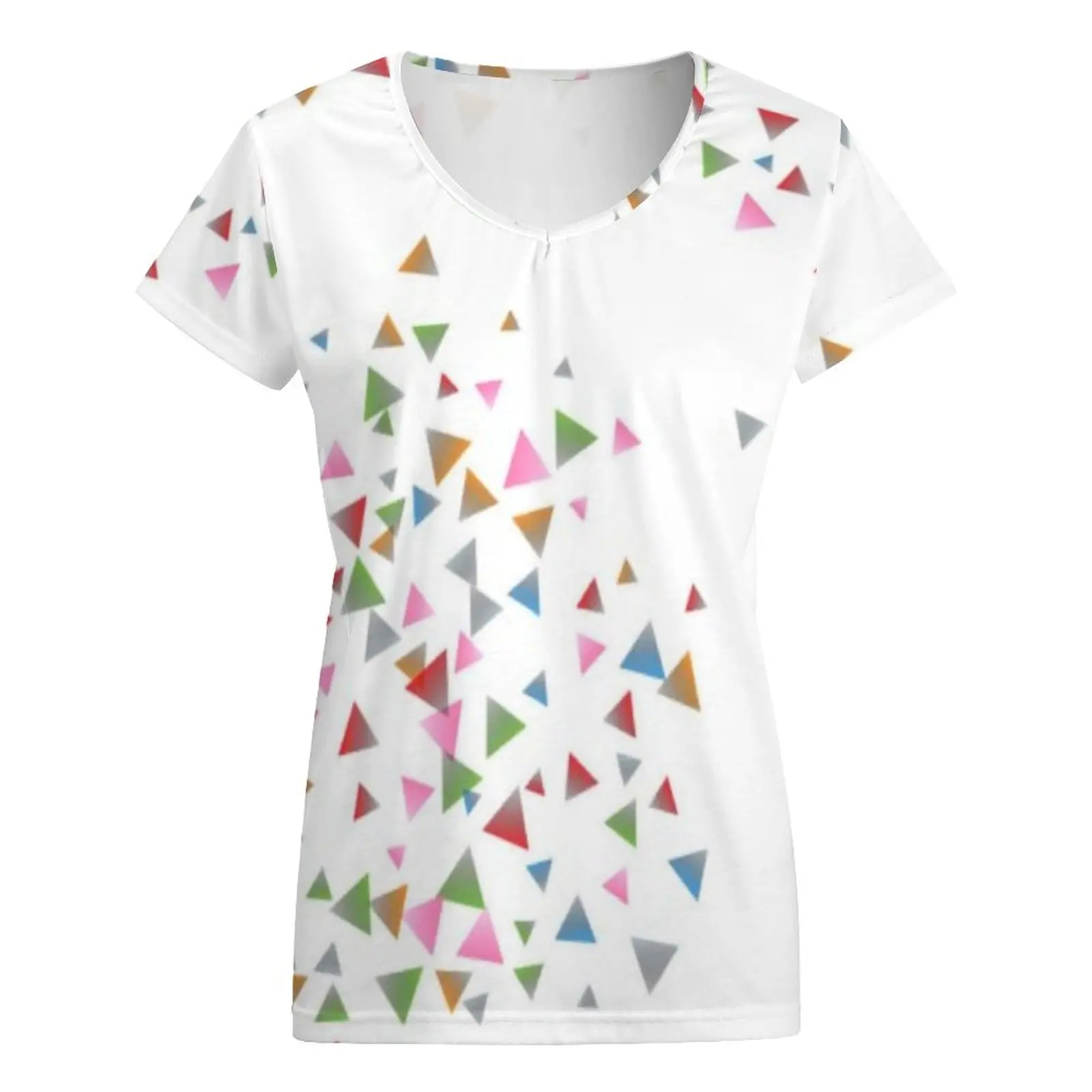 

Женская футболка с геометрическим принтом, футболка с V-образным вырезом и коротким рукавом в европейском и американском стиле на лето