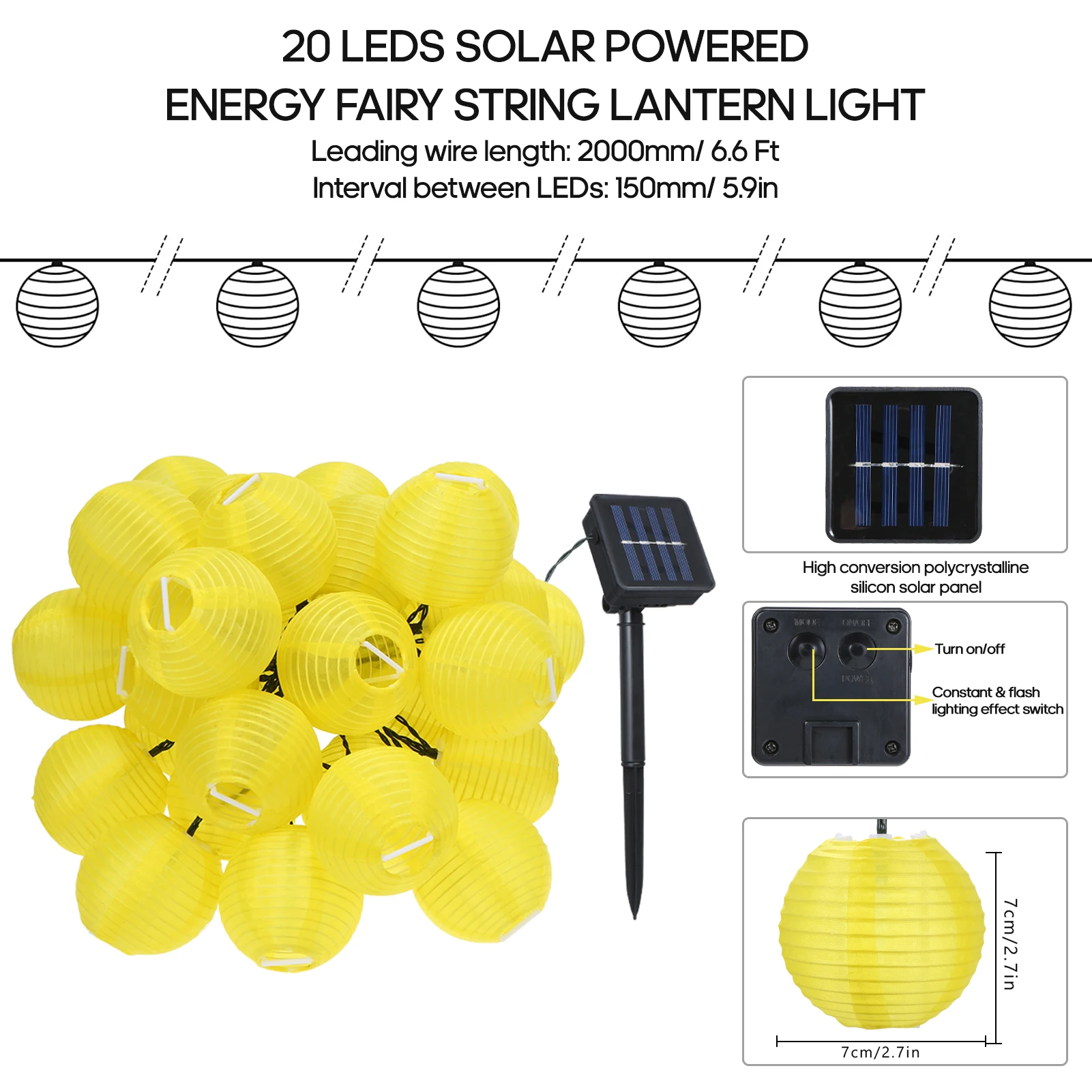 

Гирлянда на солнечной батарее, 5 м, 20 светодиодов