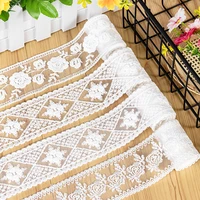 1 yard diamond flower white lace fabric embroidery 5cm 3d clothing sewing accessories for needlework puntillas y encajes g638