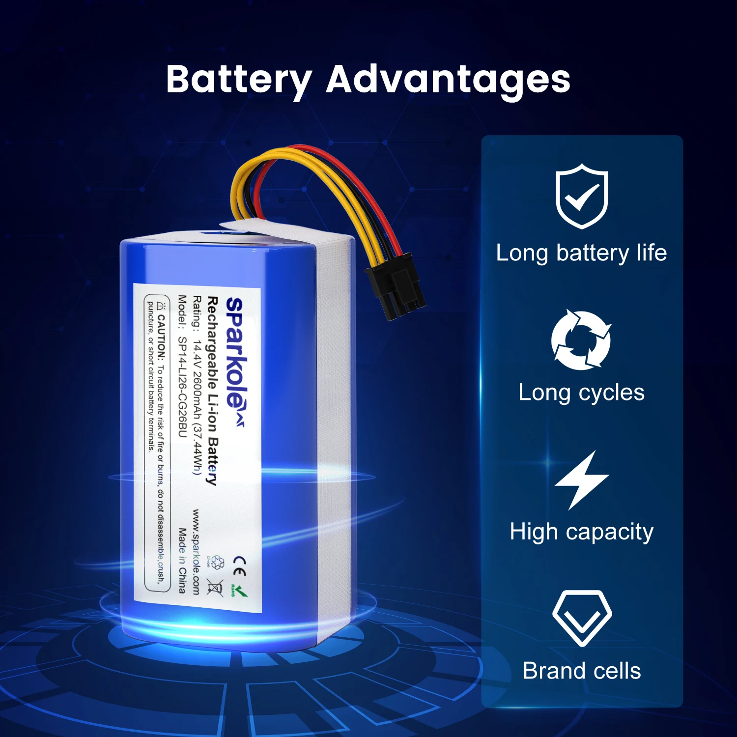 Ceny Sparkole 14.4V 2600mAh Akumulator Litowo-jonowy Do Cecotec Conga 1290 1390 1490 1590 Akumulator Do Robota Sprzątającego Gutrend Echo 520
