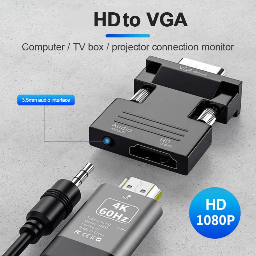 

VGA To Hdmi-compatible Converter Adapter HD 1080P VGA Adapter For PC Laptop To HDTV Projector Video Audio Hdmi-compatible To VGA
