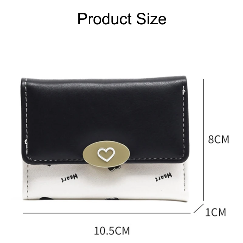 2023 New Short Women Wallets Heart-Shaped Cute Small Wallets for Women Fashion PU Leather Simple Female Purse