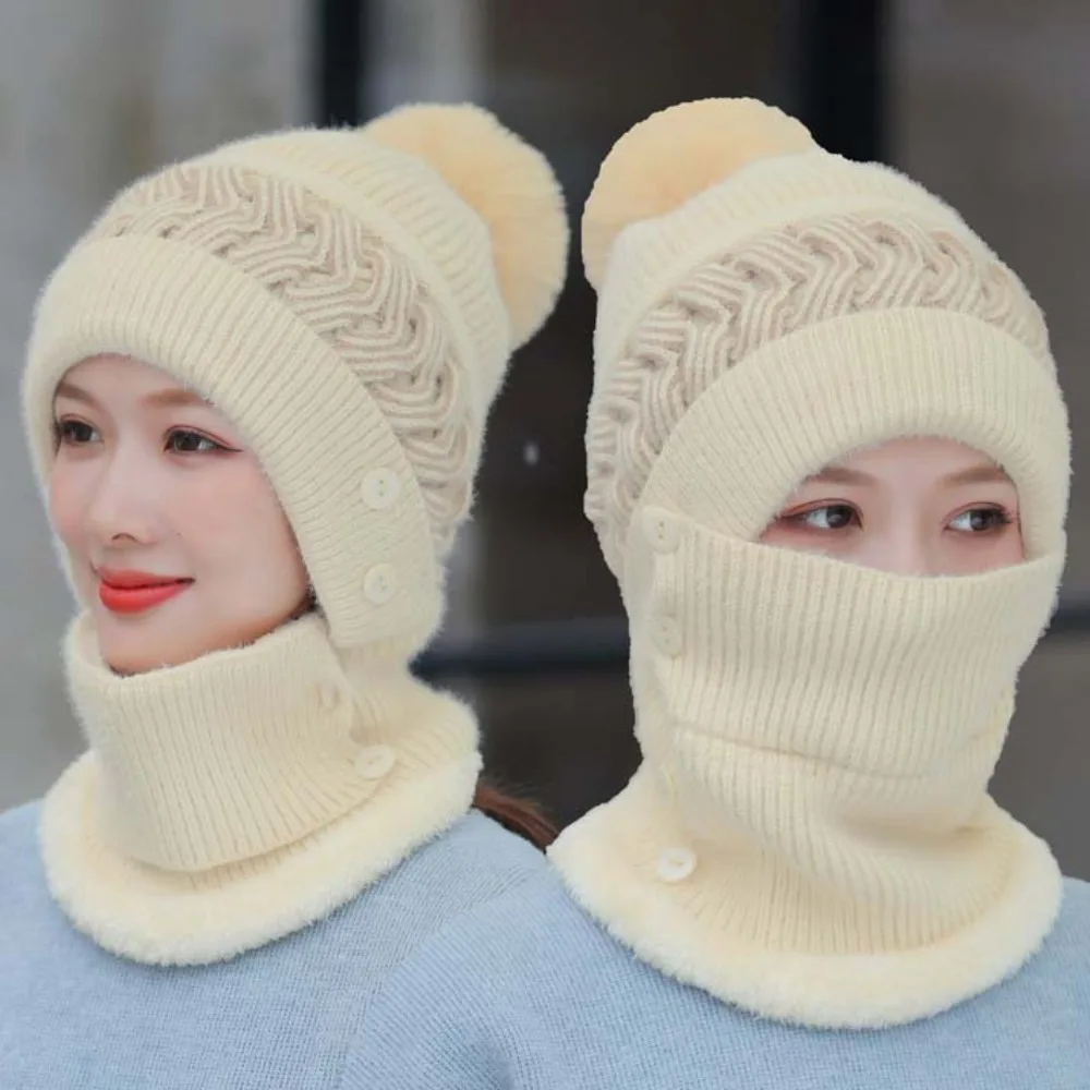 Модный шерстяной шарф и шапка комплект мягкой утолщенной вязаной шапки