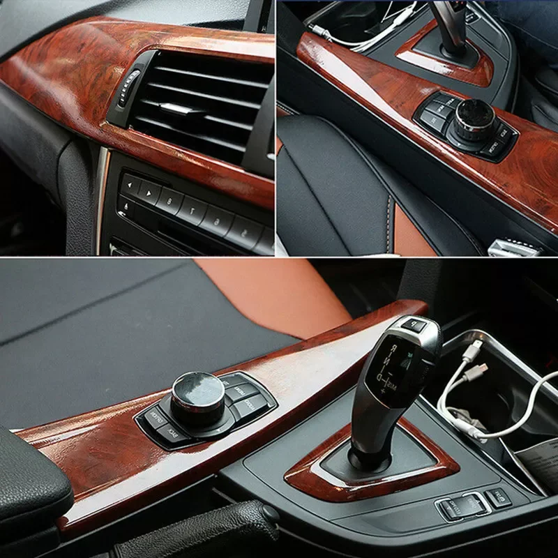 

Car Dashboard Panel High Glossy Wood Grain Vinyl Trim Film Sticker Decor Protector DIY Film Car Interior Moulding Stylish