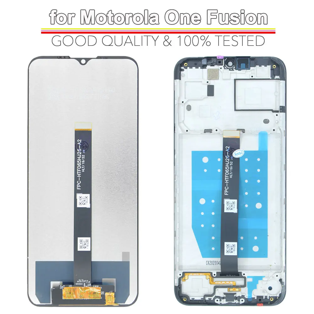 Фото ЖК-дисплей для Motorola Moto One Fusion, сенсорный экран в сборе, замена дигитайзера для Moto One Fusion XT2073 с рамкой №2