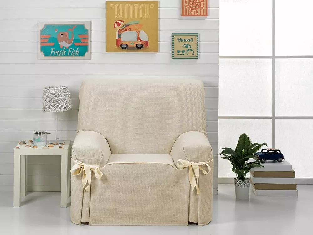 

Новая модель чехла для дивана в Корфу | Цвет-сырой, квадраты-1 квадрат