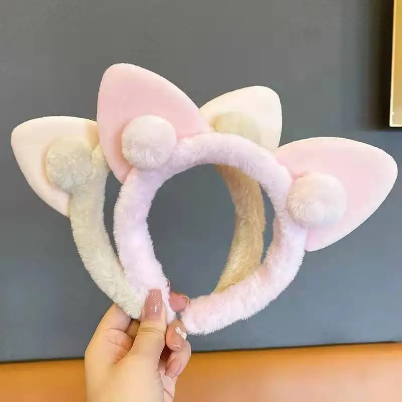 

Fashion Hair Band Female Cat Ears Headband Net Red Simple Cute Girl Heart Wide-brimmed Plush Hair Band Hairpin Head Jewelry