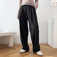cigarette wide legged autumn pipe high waisted trousers loose vertical tube mop floor suit trousers