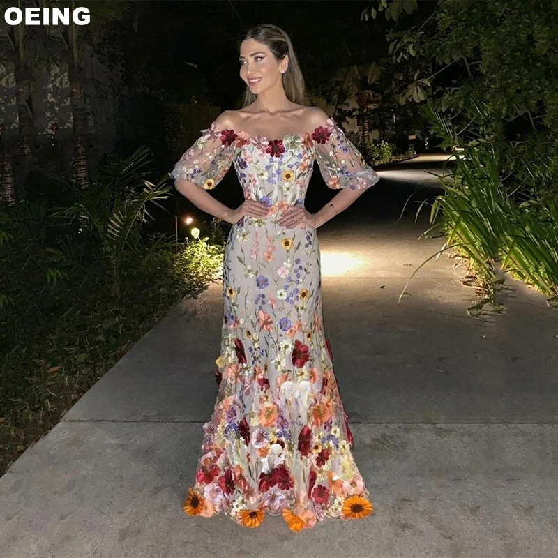 

OEING Flower Tulle Cape Prom Dresses Simple Floor Length Evening Dress Formal Occasion Vestidos De Fiesta Elegantes Para Mujer