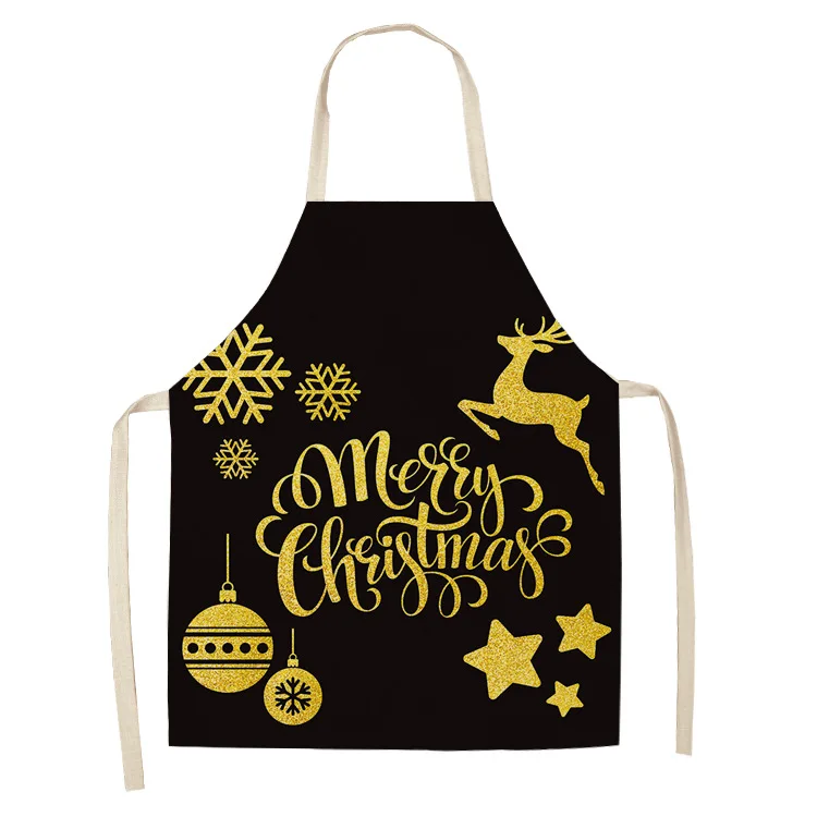 

Christmas Elk Antifouling Kitchen Apron Cotton Linen Sleeveless man women Chef Cooking Aprons Kitchen accessories 55x68cm