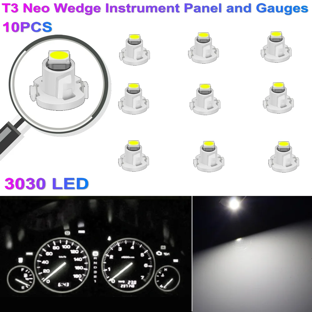 

Набор Из 10 Светодиодных Ламп T3 LED T4.2 T4.7 3030SMD Canbus Для Приборной Панели Автомобиля, 12В