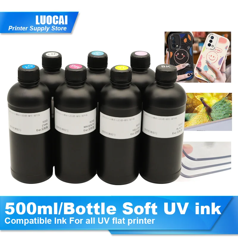 Мягкие чернила 500 мл светодиодные УФ-чернила для Epson R290 R330 1390 1400 1410 1500 Вт