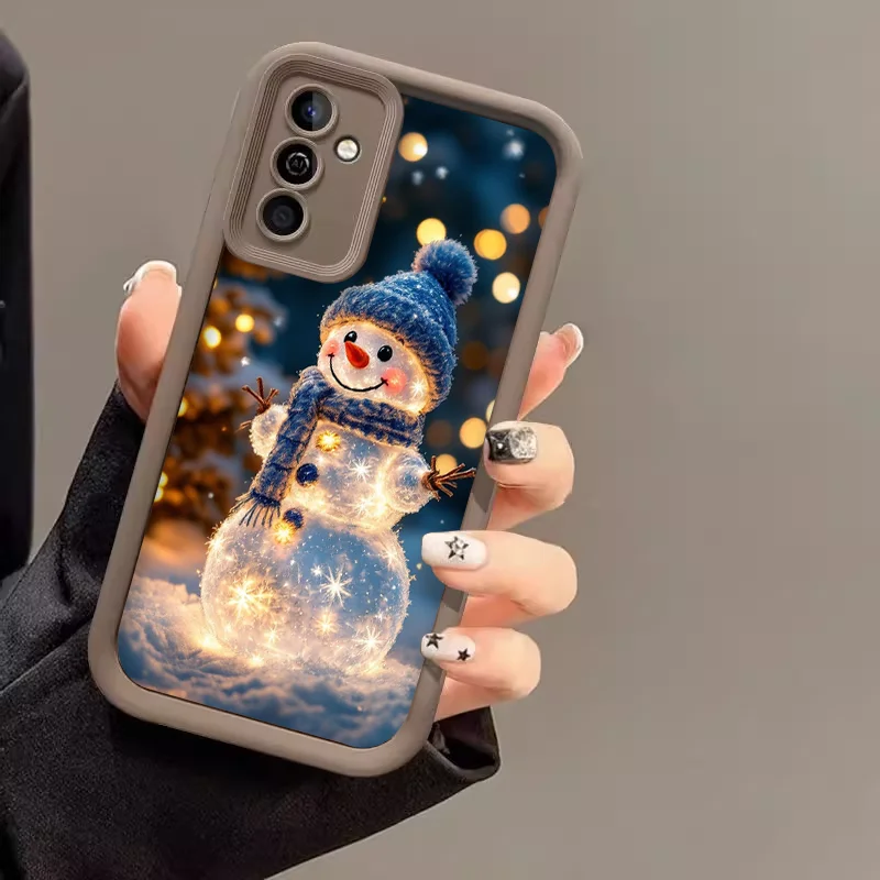Фото Зимний рождественский чехол для телефона с милым узором снеговика для Samsung Galaxy S25 S24 FE S23 S22 S21 Plus Note 20 Ultra 5G Soft Cover Y2K №4
