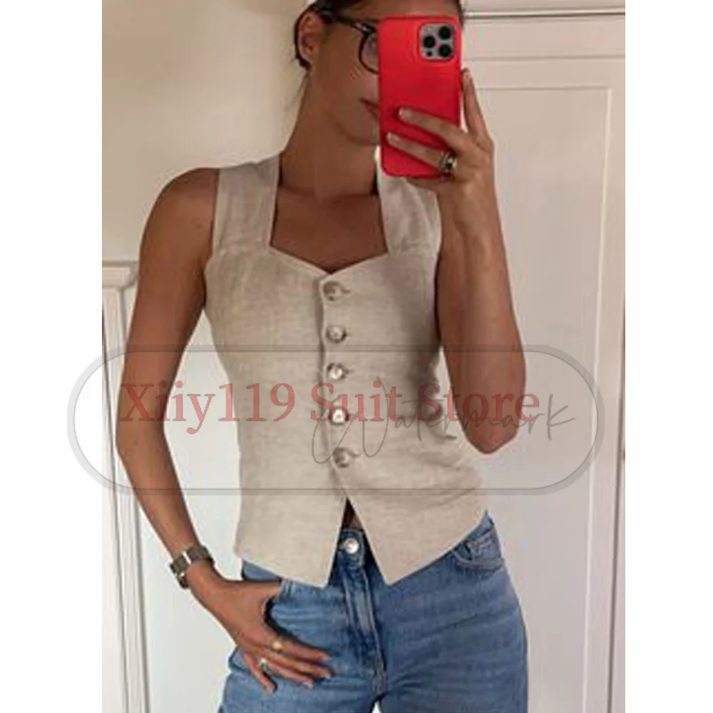 Женский бархатный жилет в стиле ретро однобортный без рукавов с V-образным