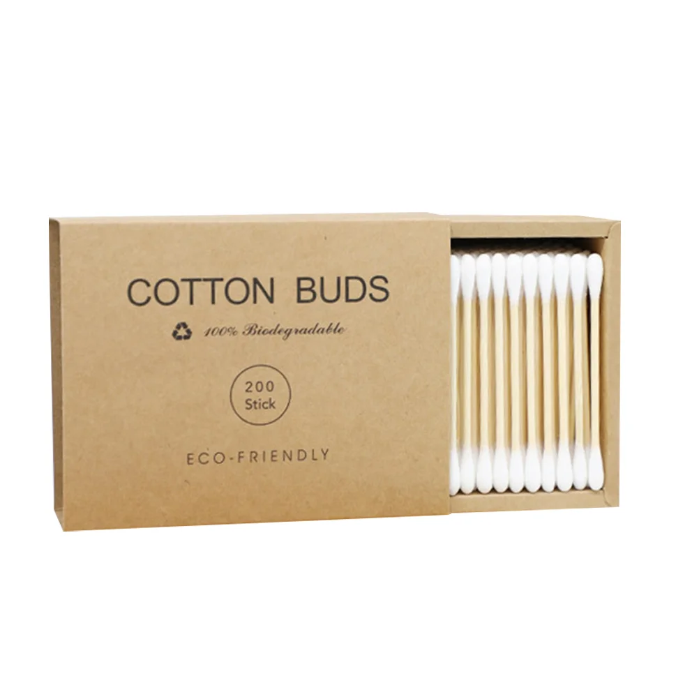 

2 Boxes/ 200pcs Cotton Swab Cleaning Swabs Buds Applicator Cotton Sticks with Handles for Ear Eyeshadow Cleaner