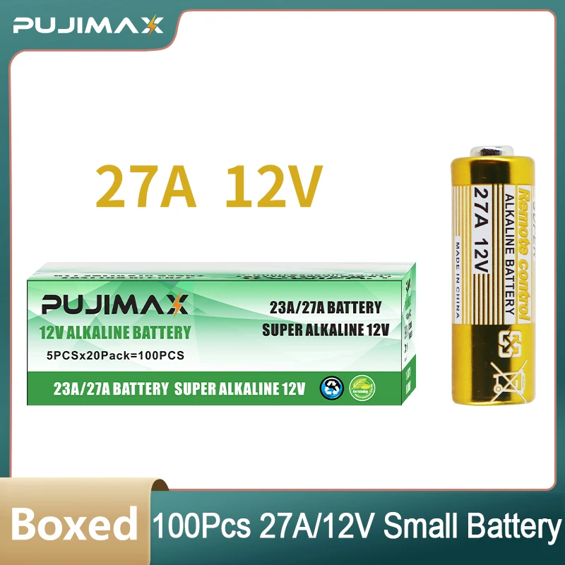 

PUJIMAX 27A щелочная батарея 100 шт. сухая Щелочная 12 В 27a батарея 27MN A27 для дверного звонка, автомобильной сигнализации, walkman, автомобильного пульта...