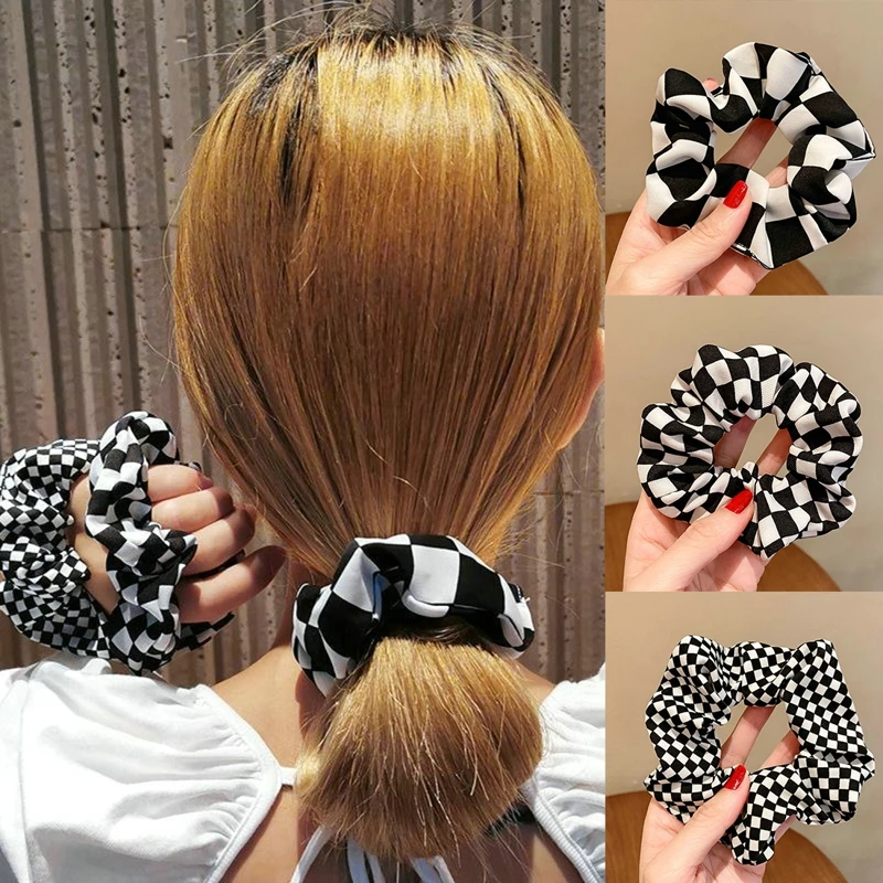 

Повязка на голову Шахматная женская, эластичная резинка для хвоста, аксессуар на голову, 2022