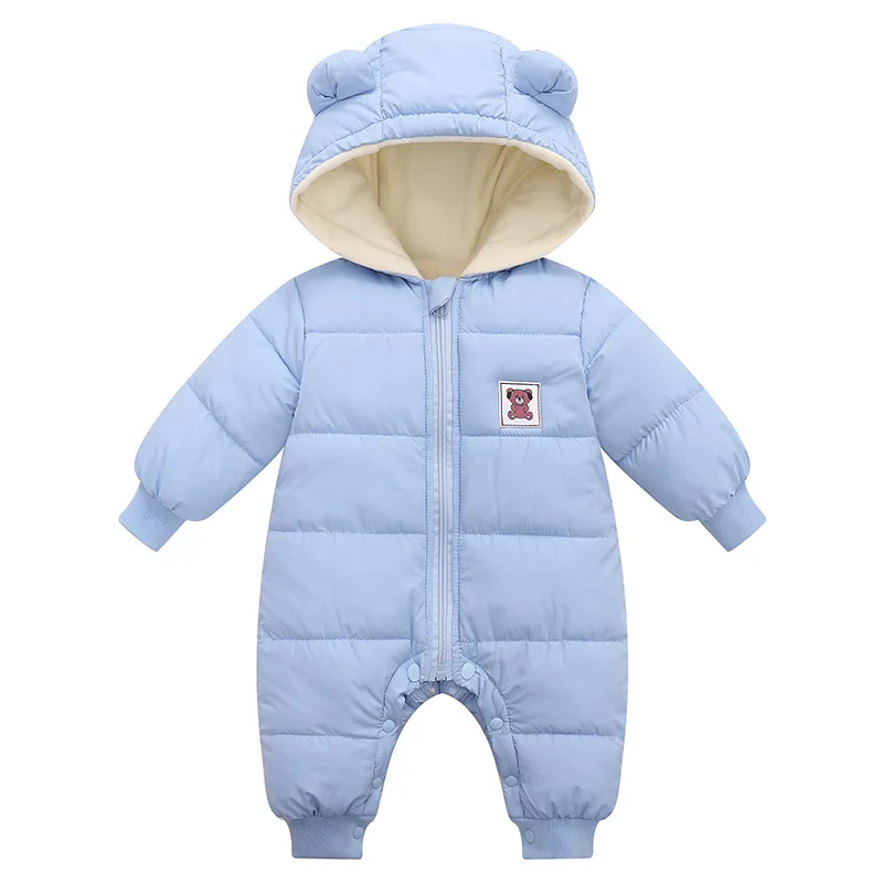 

New Winter Infant Baby Romper Newborn Boys Girls Hooded Thick Overall Warm Children's Cotton Clothing Fleece Jumpsuit 0-2Years