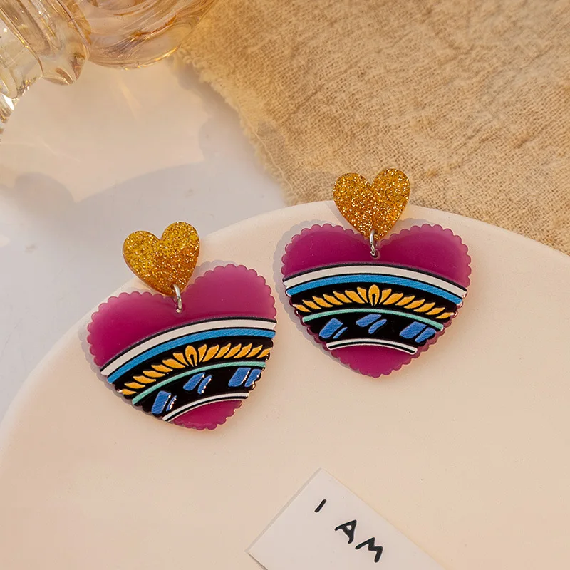 Акриловые серьги в этническом стиле