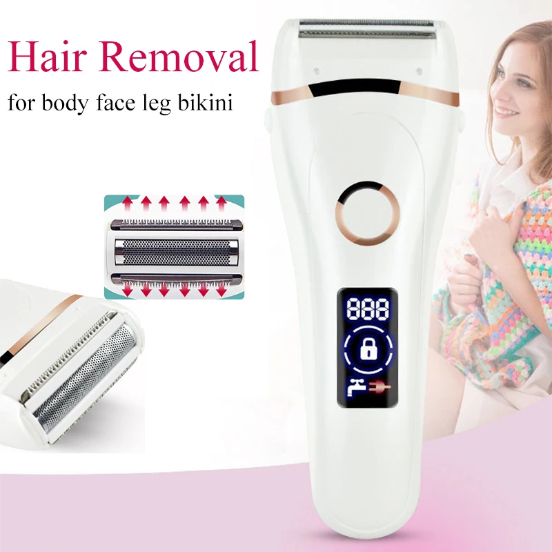 

Women Electric Razor Hair Removal Device Painless Shaving Machine For Whole Body Bikini Trimmer Wet & Dry Using LCD Epilator