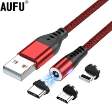 AUFU LED Magnetic USB Charging Cable USB Type C Phone Cable Magnet Phone Charger Micro USB For iPhone 11 12 Pro Max For Xiaomi