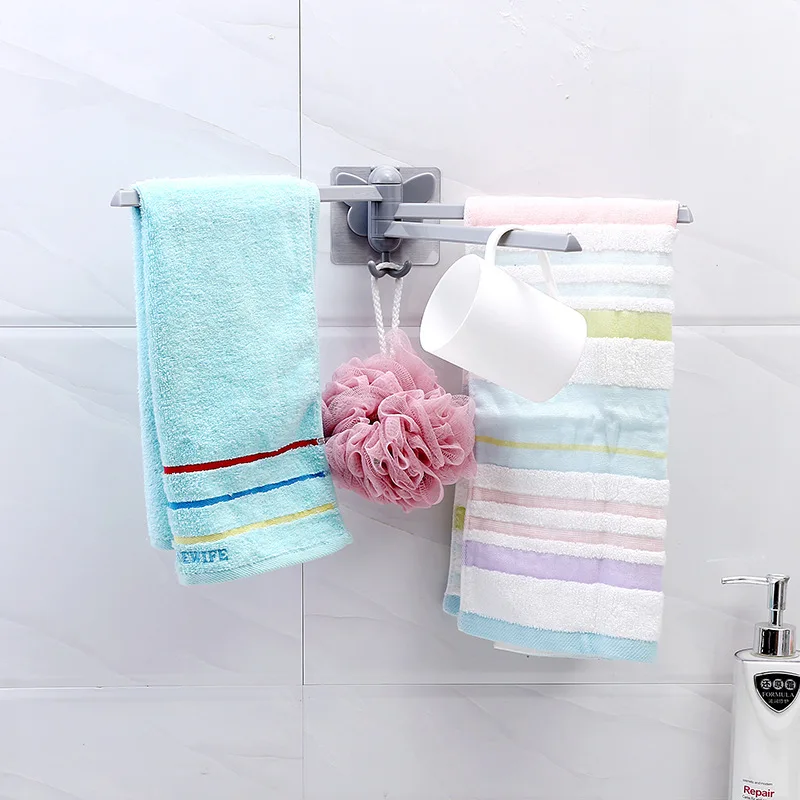 

NEW Rotatable Towel Rack Rotating No Trace Self-Paste Hangers Kitchen Non-perforated Racks Punch-free Hanger Bathroom Supplies