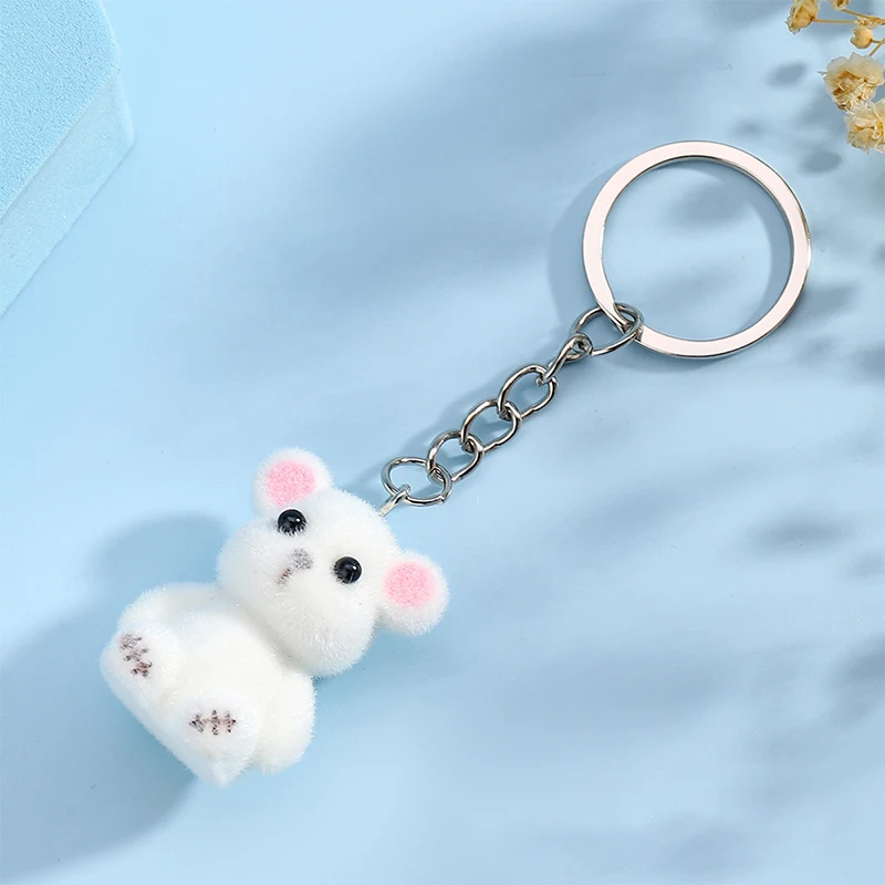Милый флокированный брелок с медведем мультяшный 3D изображением животных милый