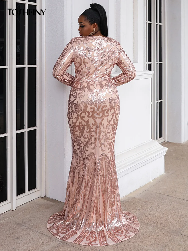 Женское платье-Русалка с блестками на подоле