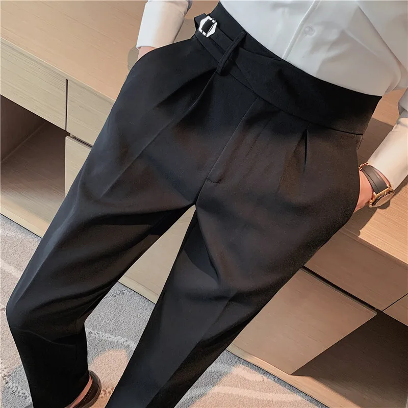 

2023 Fashion Men's Business Formal Pants Pure Color Office Social Wedding Street Dress Business Casual Pants Slim Trousers 29-36