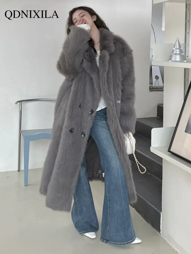 Women's Fur Coat 2022 Faux Fur Coat Women New Long Winter Loose Warm Fur Coat New In Outerwear Winter Coat for Women