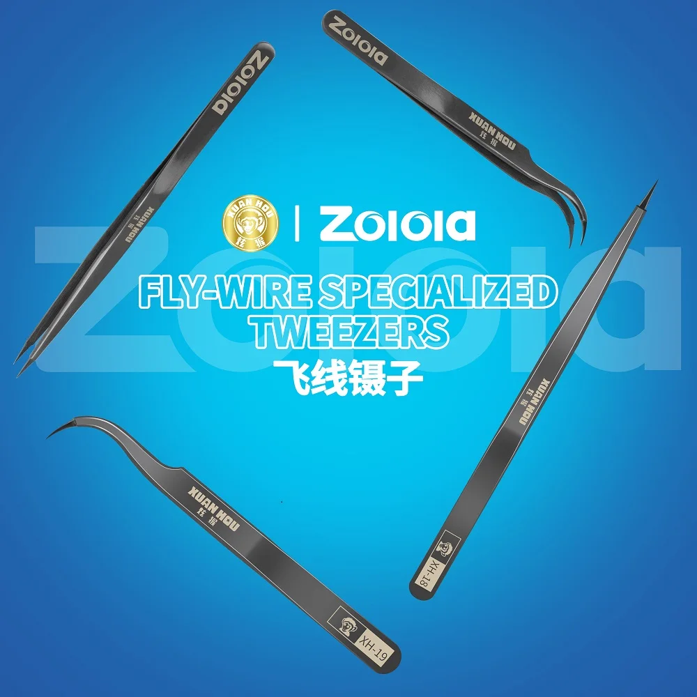 

Xuanhou Zoioia Fly Wire Special Tweezers XH-18 Straight XH-19 Curve Jump Line Phone Mac Board Repair Tool Kit Touch ID Face ID
