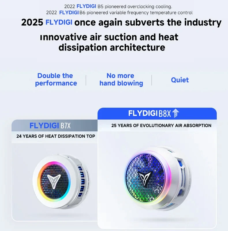 Кулер для телефона Flydigi B8X B9X EVA B9X с суперэффективным теплоотводом, магнитным креплением, регулировкой частоты и RGB-подсветкой для iPhone и iPad (art.: 3920db19bd28c) - 3920db19bd28c