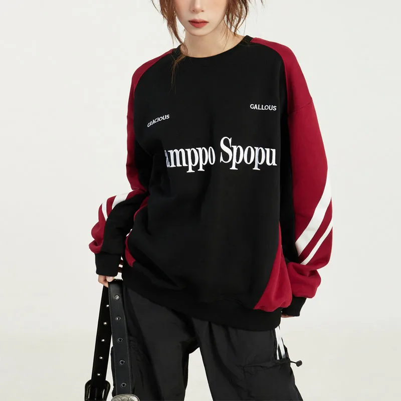 

Свитшот женский оверсайз в стиле хип-хоп, с вышивкой