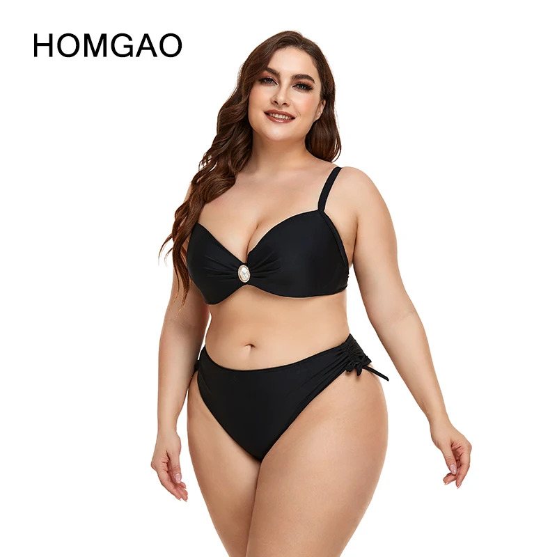 

HOMGAO Large Size Swimsuit Women Bikini Sexy Push Up Two Piece Swimwear 2022 New Brazilian Biquini Bathing Suit Beachwear 4XL