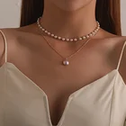 Модная цепочка, жемчужное ожерелье для женщин, жемчужное ожерелье в стиле барокко, металлические подвески, ожерелья, чокер, цепочка из бусин, ювелирные изделия, подарки