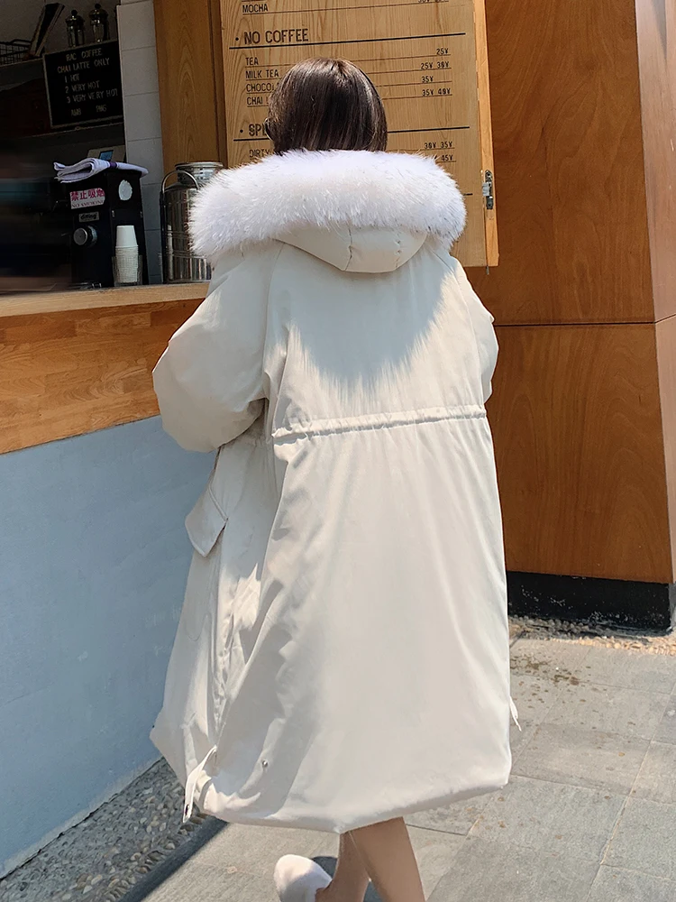 2022 Korean Style Women Winter Long Parka Large Size Oversized Loose Female Ladies Lambswool Fleece Lining jacket Coat Thicken