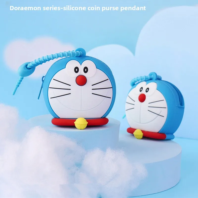 Фото Doraemon мультфильм кошелек для монет брелок аниме женский мини-молния короткий кошелек детский милый силиконовый органайзер для денег подарки для детей №2
