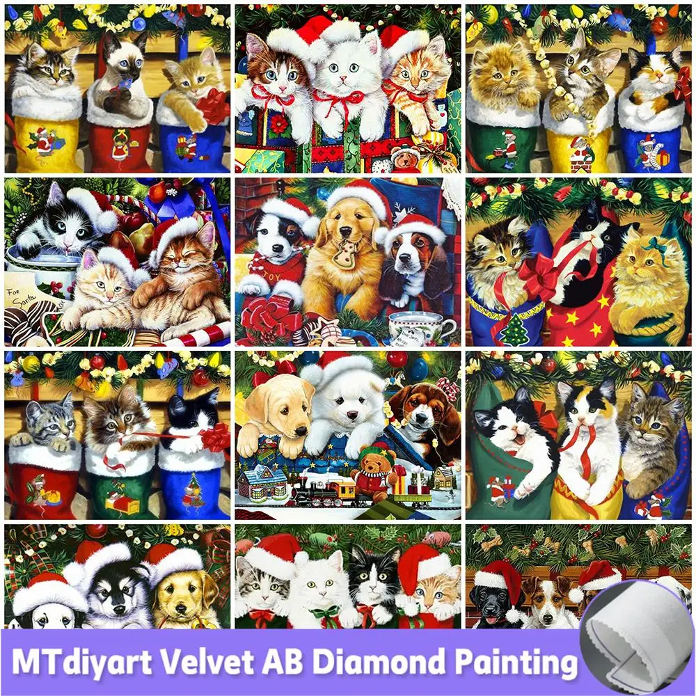

Алмазная 5D Вышивка AB Christmas dogs, «сделай сам», кошка, животные, полная квадратная круглая алмазная живопись, искусство, Декор для дома, подарок