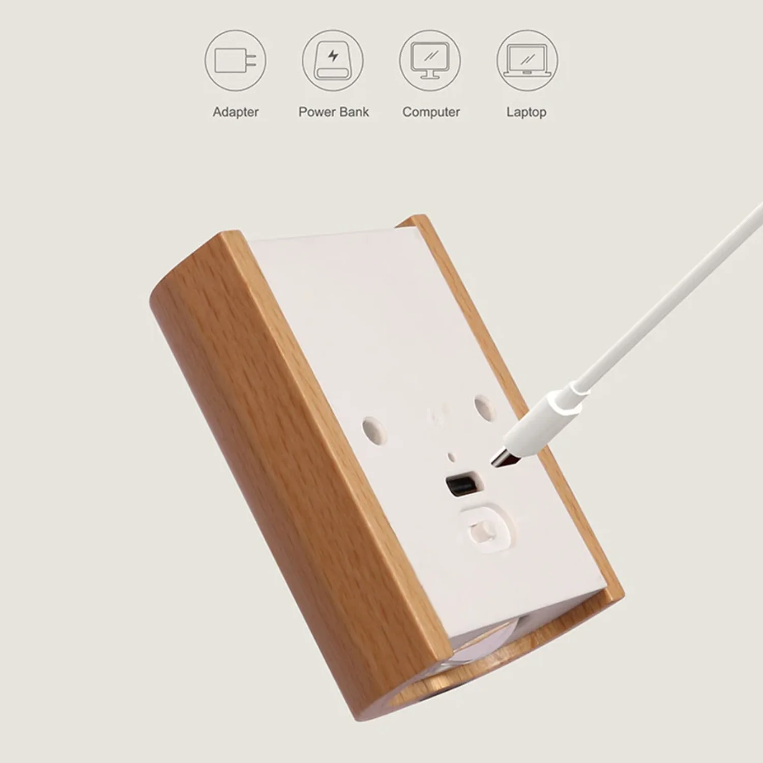 Связывание деревянный датчик движения ночные светильники USB перезаряжаемый