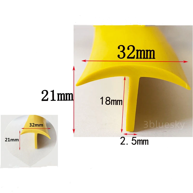 

Rubber T Strip Glass Metal Wood Panel Edge Encloser Shield Car Cable Cover Solar Photovoltaic Panel Sealing Strip 32x21mm Yellow