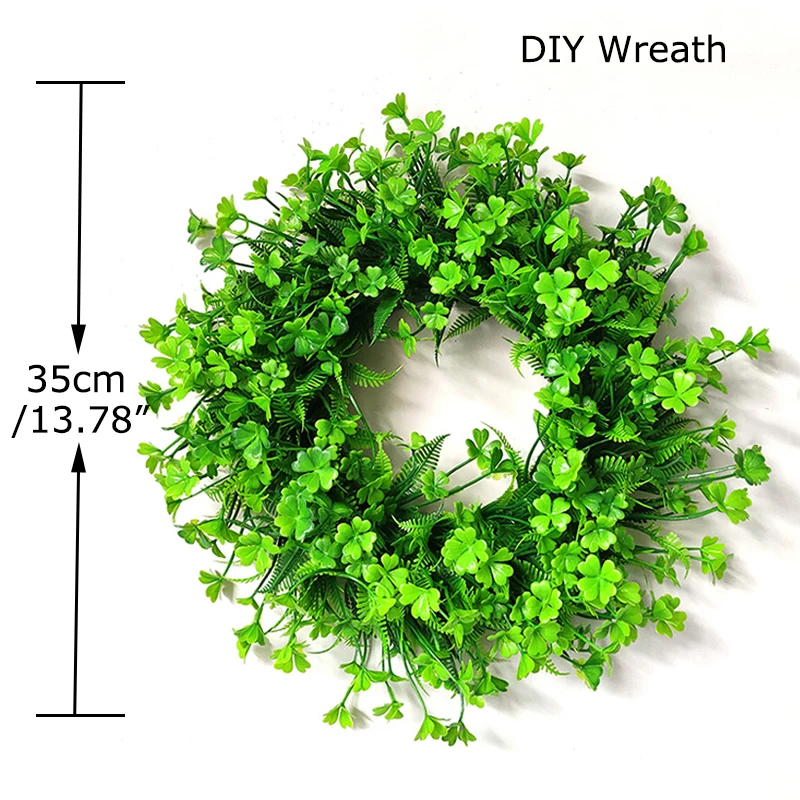

Лидер продаж, Искусственные венки для самостоятельного изготовления, искусственная круглая гирлянда с зеленым клевером для украшения свад...