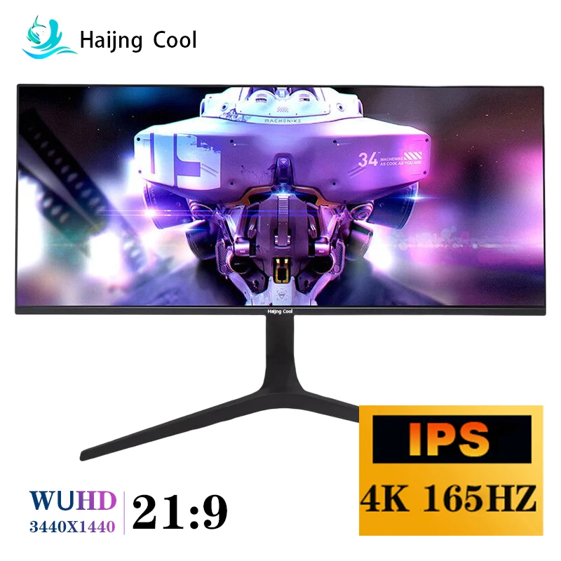 

Haijing Cool 34 дюйма 4K 165 монитор Гц широкий дисплей 21:9 IPS 144Hz WQHD Настольный светодиодный геймер компьютерный экран DP/3440*1440