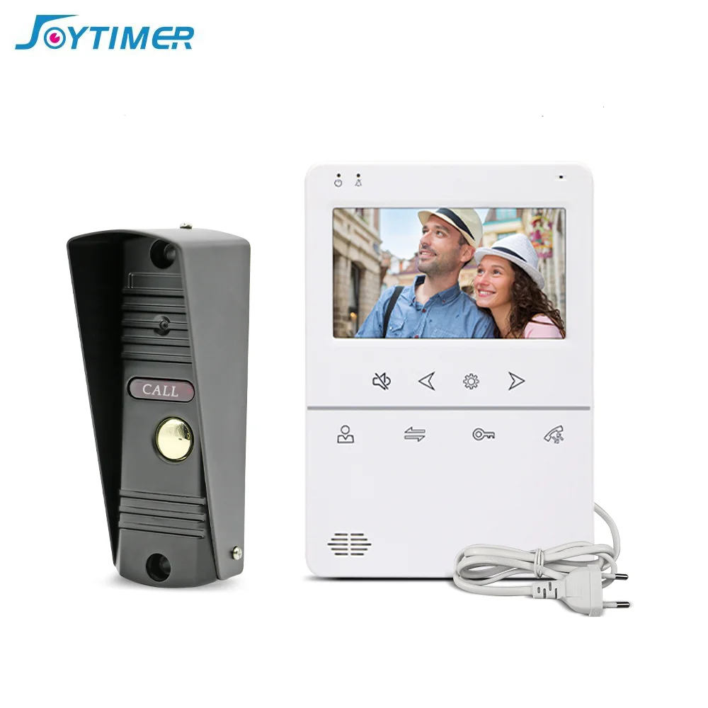Joytimer 4.3 Inch Video Intercom for Home One-Key Unlock Video Door Phone Waterproof Doorbell Camera with Rain Cover Mute Button