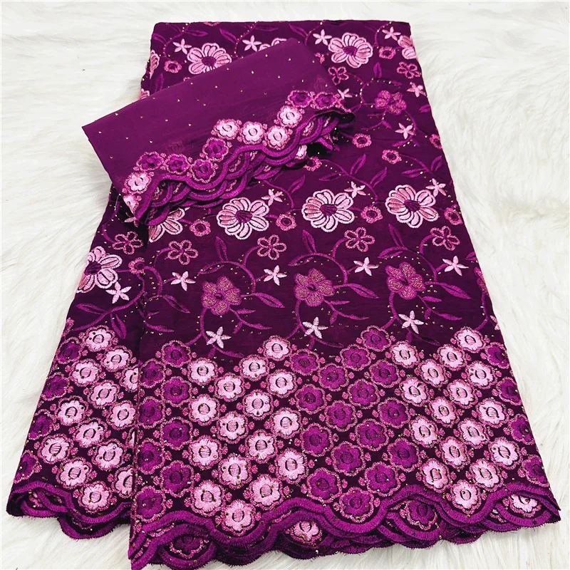 7 Yard Swiss Fabric High Quality Heavy Beaded Embroidery African 100% Cotton Voile Lace Dubai Lafaya For Wedding Party 18L111271